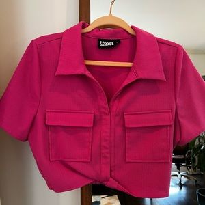 Barbie pink crop shirt with pockets size m